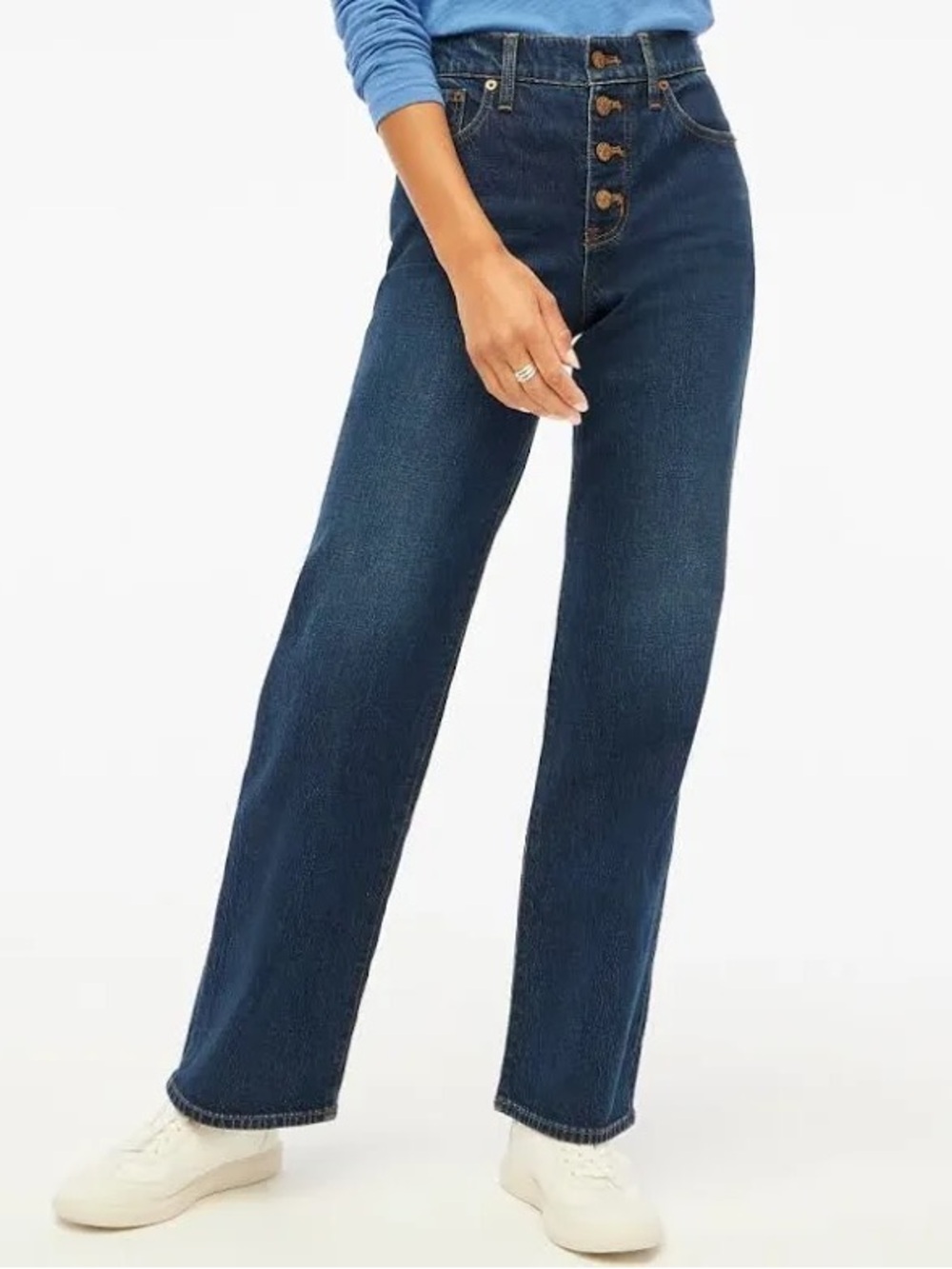 J. Crew Full Length Wide-Leg Jeans Women’s 29 Button Front Space Navy Wash